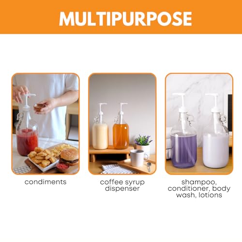Fastrack 1 Gallon Glass Jug Laundry Detergent Dispenser | Airtight Screw-Top Pump Container | Non-Slip Base | Detergent Pump Dispenser or Syrup Pump Dispenser | Eco Friendly Food Grade - size: 1 Gallon - 1 Pack