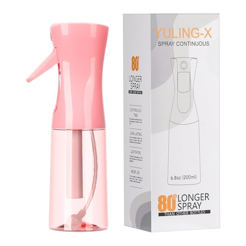 hair spray bottle, ultra-fine spray continuous spray bottle (200ml/6.8oz), used for hair design, vegetation, cleaning and skin care - empty, reusable (Pink transparent) - color: Pink transparent
