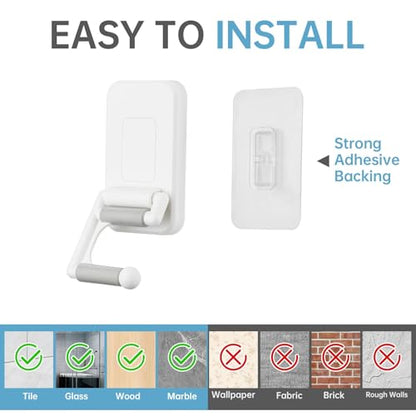 NiHome Multi-Use Wall Mounted Mop Holders 4PCS for Mops, Brooms, Tools, Umbrellas, Kitchen & Bathroom Supplies, Space-Saving Broom Holder with 180° Rotating Design, Self-Adhesive No-Drill Installation