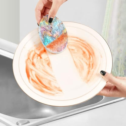 YETTASBIN Marble 3PCS Wood Pulp Scrub Sponges, Reusable Absorbent Household Cleaning Sponge Non-Scratch Kitchen Dish Sponges, Multi-Surface Safe Scrubber for Nonstick Pans, Pots