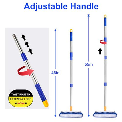 Floor Scrub Brush - 2 in 1 Deck Scrub Brush with Long Handle for Tile, Deck, Patio, Marble, Garage, Wall, Kitchen, Bathroom - size: 12"