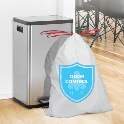Simpli-Magic 13 Gallon Drawstring Trash Bags, Code B, 120 Pack – Tall Kitchen Garbage Bags, Custom Made with Premium Materials (White) - size: 120 Count (Pack of 1)