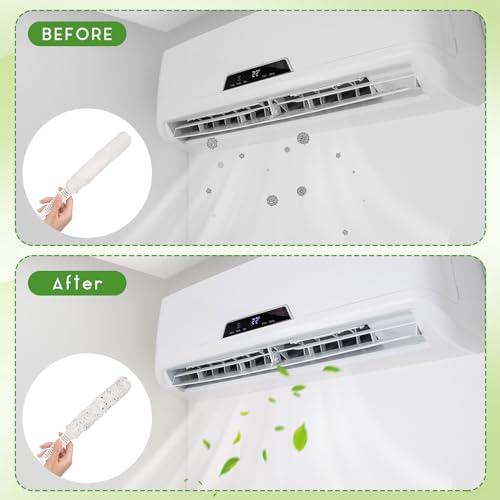 Air Conditioner Cleaner Set Mini Split Cleaning Kit Under Fridge Cleaning Tool Window Unit Kit with 5 Replaceable Brush Clothes for Refrigerator Air Conditioner, No Disassembly Furniture Appliances