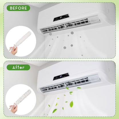 Air Conditioner Cleaner Set Mini Split Cleaning Kit Under Fridge Cleaning Tool Window Unit Kit with 5 Replaceable Brush Clothes for Refrigerator Air Conditioner, No Disassembly Furniture Appliances
