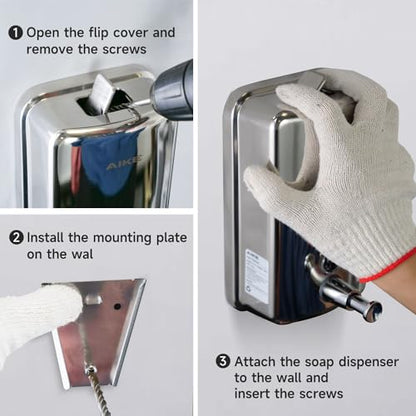 AIKE Polished Stainless Steel Wall Mount Pump Soap Dispenser Polished 34 fl.oz. AK1001 - size: 34 fl.oz.