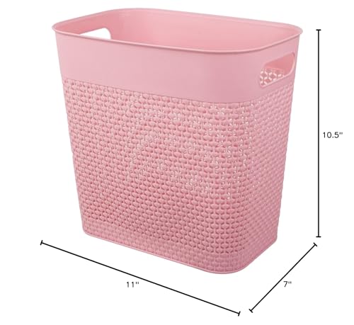 UUJOLY Plastic Trash Can Wastebasket, Garbage Container Basket for Bathrooms, Kitchens, Offices, Kids Rooms (Pink, 3 Gallon), 1 Pack - color: Pink, size: 1 Pack