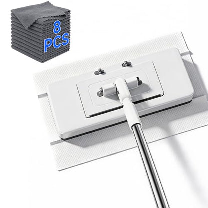 New 2-in-1 Push Clamp Lazy Mop – Hands Free Flat Mops, Quick Mopping & Sweeping, Compatible with Most Pads, Adjustable Handle, Perfect for People with Back Pain or Mobility Issues, 10 Reusable Cloths - size: 1Mop with 10 Reusable Cloths
