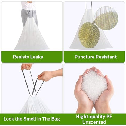 10 Gallon Trash Bags Drawstring, 1 Mil Thick White Garbage Bag for Office Kitchen, 75 Count - style: 10 Gallon Drawstring