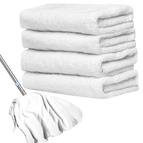 4 Pcs Extra Large Microfiber Cleaning Cloth 30 x 20 Inch Reusable Thick Cleaning Towel Washable Solid Color Microfiber Towel for Home Office Window Cars Glass (White) - color: White