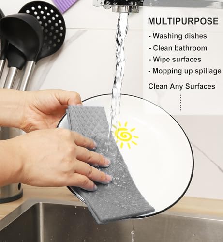 10 Packs Swedish Dishcloths for Kitchen, Reusable Paper Towels Compostable Swedish Dish Clothes for Kitchen and Household Use - color: Grey
