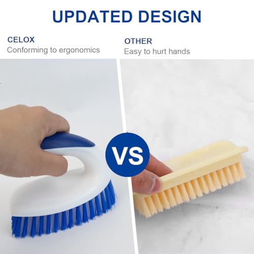 CELOX Stiff Bristle Brush for Cleaning, Hard Bristle Brush for Carpet Cleaning, Blue
