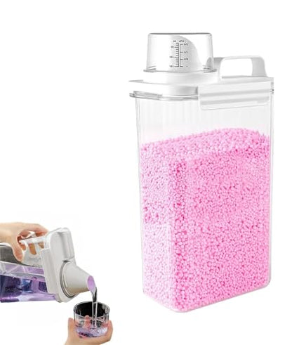 78oz Clear Laundry Detergent Dispenser, Double Sealed Storage Container with Wide Mouth & Funnel Design, Transparent Leak-proof Organizer for Laundry Room, Fabric Softener, Bleach (78OZ) - size: 77.8 Ounces
