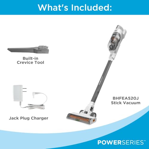 BLACK+DECKER POWERSERIES+ 20V MAX Cordless Stick Vacuum Cleaner with LED Floor Lights, Bagless, Lightweight, Cordless Vacuum Cleaners for Home, Up to 44 Minutes, Powerful Suction, Gray (BHFEA520J) - style: 20V Vacuum