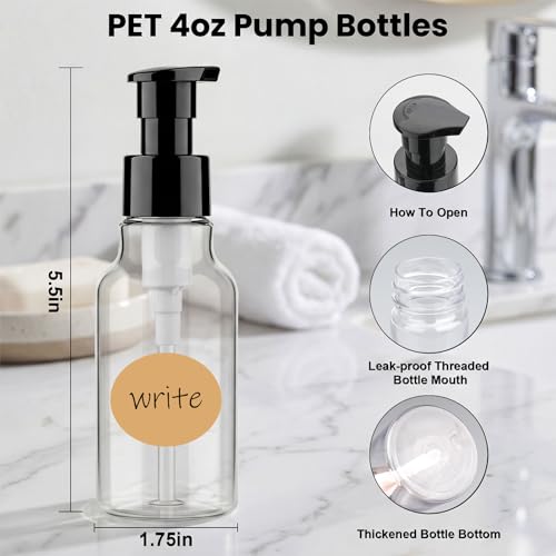 Pump Bottle Dispenser 4oz 2 Pack Plastic Soap Bottles Refillable Liquid Hand Soap Bottle Travel Size Bottle Leak-Proof Empty Lotion Pump Bottles for Kitchen, Bathroom, Office, Gym, Travel (Clear) - color: Clear