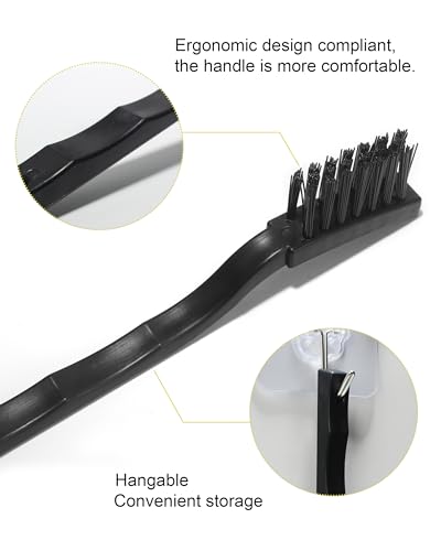 WAFJAMF 3 x 0.5cm Three Row Plastic Handle Anti Static Brushes Black Scraping Brushes 5 Pcs