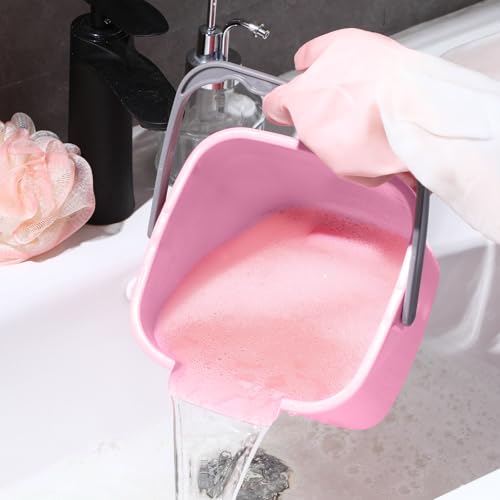 Roshtia 6 Pcs 3 Quart Cleaning Bucket Small Sanitizing Square Bucket Detergent Pail for Home Commercial Restaurant Kitchen Office School (Pink) - color: Pink