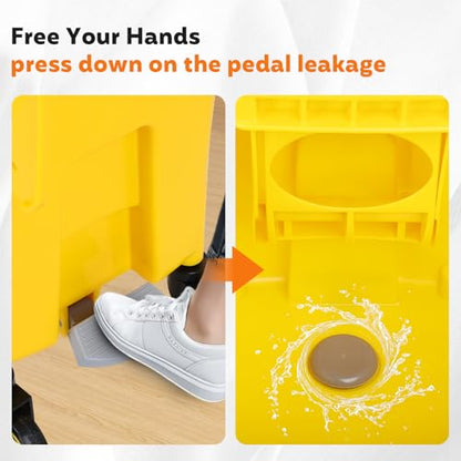 35 Qt Commercial Mop Bucket with Side Press Wringer on Wheels, Mop and Bucket Set, Add One Industrial Mop and One Mop Head Replacement