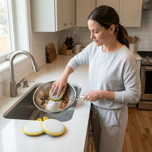 5 PCS Double Sided Wire Dishwashing Sponge Rags - Multipurpose Steel Wire Dish Cloth Scrubber - Non-Scratch Cleaning Cloths for Kitchen Dishes Pots Pans - Reusable Household Dish Wash Supplies