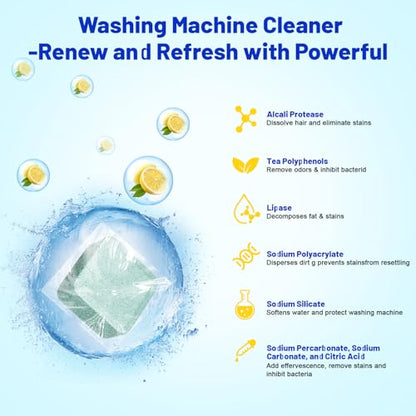 Washing Machine Cleaner -15 Pack, Formulated for Pet Owners | Compatible with HE, Top & Front Load Washer | Septic Safe | Fresh Scent | Removes Residue | Remove Stubborn Pet Hair - color: Green 15 Pack