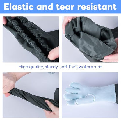 Full Arm Pond Gloves with Fleece lining Extra Long Waterproof Gloves for Pond Cleaning Care/Machinery Industry 30-inch - color: Green