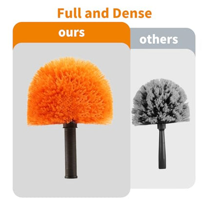 3 Pack Screw on Webster Cobweb Duster Head for Pole,Spider Web Remover Brush, Cobweb Duster Head Attachment,Fits Standard 3/4 inch Threaded Poles (3, Orange) - color: Orange
