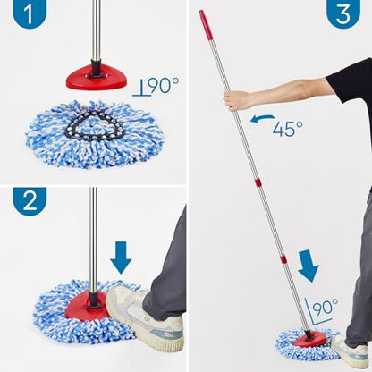 Matthew Cleaning 6Pack Blue Microfiber Spin Mop Replacement Head Compatible with EasyWring Spin Mop Replace Head-EasyWring High Absorbency,Machine Washable, Microfiber Spin Mop Refills - color: Blue, size: 6 Count
