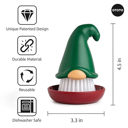 New! Beardy Gnome Dish Brush by Ototo - Gnomes, Quirky Gifts, Cute Kitchen Accessories, Funny Kitchen Gadgets, Vegetable Brush, Cute and Useful Gifts for Women (Green) - style: Beardy Green