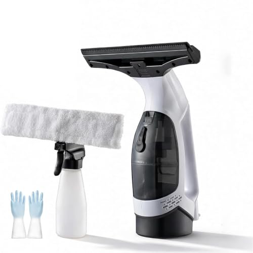 Window Vacuum Squeegee Cordless, Electric Cleaner with 31-40" Extendable Pole, 2000Pa Suction, 2200mAh Rechargeable Battery, 150ml Tank for Shower Doors, Mirrors, Tiles & Cars (No Pole) - color: No Pole