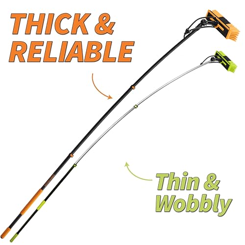 5-24 ft Water Fed Pole Window Cleaning System // Professional Telescopic Solar Panel Cleaning Equipment // Water Fed Brush with Upper Rinse Bar, 10" Squeegee, Water Filter, Soap Dispenser & Water Hose - size: 24 feet