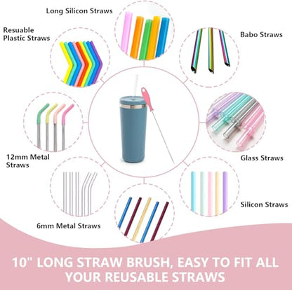 Silicone Bottle Cleaning Brush,Baby Travel Essential Bottle Brush Set, 3 in 1 Silicone Brush, Nipple Brush, Straw Brush - color: Pink
