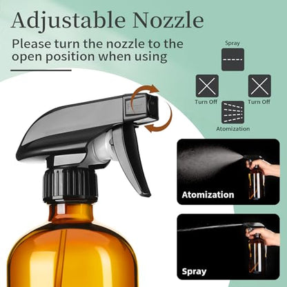 GIVAMEIHF 8oz Amber Glass Spray Bottles,3 Pack Glass Spray Bottles Refillable Empty Bottle with Adjustable Nozzle,Spray Bottle for Essential Oils,Cleaning Solutions,Pets,Hair Mister,Gardening - color: Amber-3 Pack