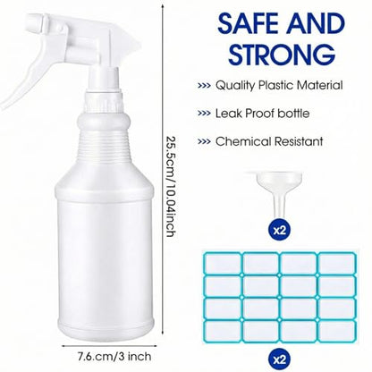 Yinder 18 Pcs 16 Oz Plastic Spray Bottle Bulk Empty Refillable Spray Bottles for Cleaning Solution Leak Proof Water Sprayer with Adjustable Nozzle Mist/Stream Mode(White) - color: White