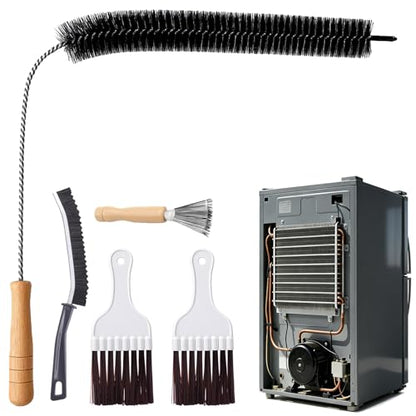 Refrigerator Coil Cleaning Brush Kit, 5-Pack Fridge Coil Cleaner Tools, Cleaner Brush Accessories for Refrigerator, Dryer Vents, Pipe, Sink, Toilet, Shower