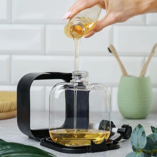 Hand Soap Dispenser for Bathroom, Modern Dish Soap Dispenser for Kitchen Sink, Liquid Soap Container with Pump, Clear Plastic Soap Pump Bottles (2 Packs,17oz, Black) - color: Black 500ml