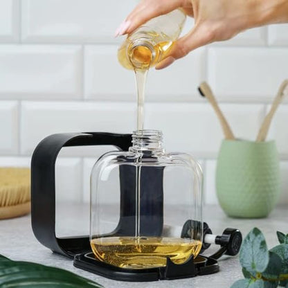 Hand Soap Dispenser for Bathroom, Modern Dish Soap Dispenser for Kitchen Sink, Liquid Soap Container with Pump, Clear Plastic Soap Pump Bottles (2 Packs,17oz, Black) - color: Black 500ml