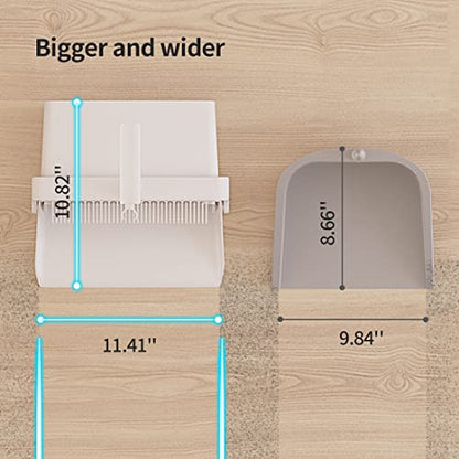 CQT Broom and Dustpan Set with Handle, Brush and Dustpan Set for Home Kitchen Cleaner Floor Sweeping Upright Stand Up Dust pan Cleans Combo (White)
