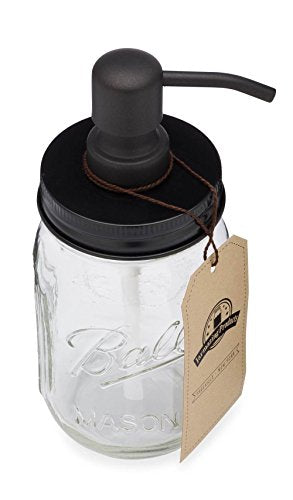 Jarmazing Products Mason Jar Soap Dispenser - Black - 16 oz Ball Mason Jar Liquid Dispenser for Kitchen & Bathroom - Glass - Dish Soap Dispenser with Rust Proof Stainless Steel Pump & Lid - size: Pack of 1