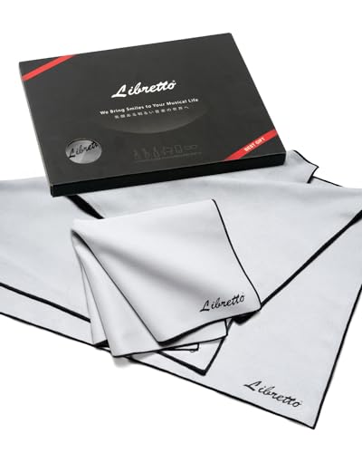 Libretto Microfiber Polish Cloth for Musical Instrument, 3 Sizes in 1 Pack, Guitar and Bass Cleaning Product, Gray, Lint-Free, Super Soft, Gift, for Piano, Violin, Ukulele, Trumpet, Saxophone, Laptop. - color: Gray