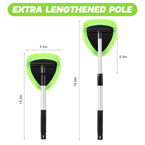 Potchen 8 Pcs Car Windshield Cleaner Tool Kit with Extendable Handle, Microfiber Towel Pads, Brush, Empty Spray Bottle for Auto Glass Wiper Suvs Rvs & Home Windows (Green) - color: Green