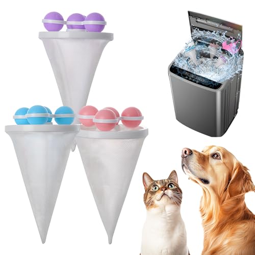 3PCS Washing Machine Lint Catcher, Reusable Floating Mesh Laundry Filter Bags, Pet Hair Collector for Washing Machine, Floating Hair Catcher for Clothes Cleaning (Mix) - color: Mix，a