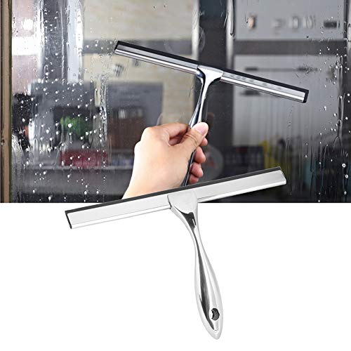 Alvinlite Glass Cleaner Window Squeegee, Stainless Steel Wiper Scraper Cleaner With Suction Cup Hook for Shower Doors Bathroom Window Car Glass
