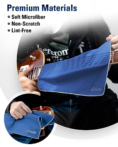 Libretto Microfiber Polish Cloth, 3 Useful Sizes in 1 Pack, Violin and Cello Cleaning & Polishing Products, Blue, Lint-Free, Super Soft, Gift, for Piano, Guitar, Ukulele, Trumpet, Saxophone, Laptop - color: blue