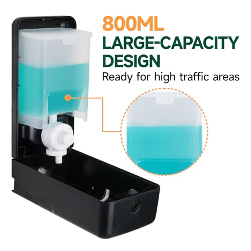 anydry Manual Liquid Soap Dispenser Wall Mount, 27oz (800 ml) Large Capacity for Commercial Bathroom - color: Black