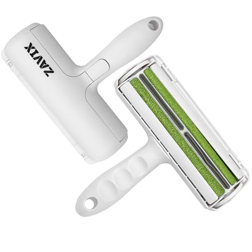 Reusable Pet Hair Remover Roller - Dog and Cat Hair on Couch, Bedding, Car, Rugs & Furniture - Portable and Eco-Friendly (White/Green) - color: White/Green