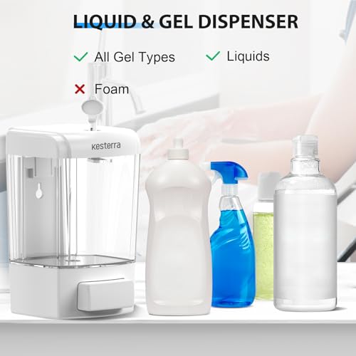Manual Soap Dispenser, 23.7oz/700ml Wall Mount Soap Dispenser, Large Capacity Kitchen Bathroom Hand Soap Pump, Commercial Refillable Shampoo Shower Gel Lotion Dispenser, White - color: White 700ml