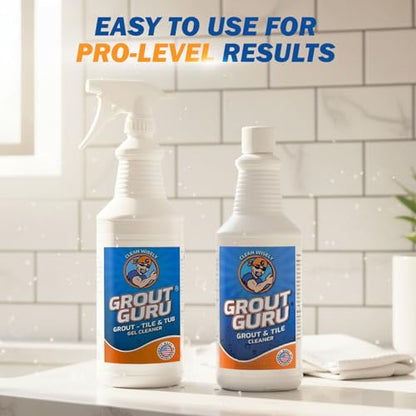 Professional Gel Grout Cleaner Spray, Heavy Duty Tile Grout Cleaner for Tub & Wall, Acid-Free Deep Cleaning Solution, Safe for Marble, Porcelain & Stone, Made in USA, 32 Oz