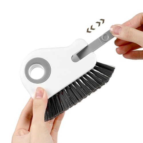 2 in 1 Groove Cleaning Brush, Multifunction Window Track Cleaning Tools with Hard Bristle and Hidden Scraper, Crevice Brush for Sliding Door Track, Window Seal, Sill (Gray) - color: Gray