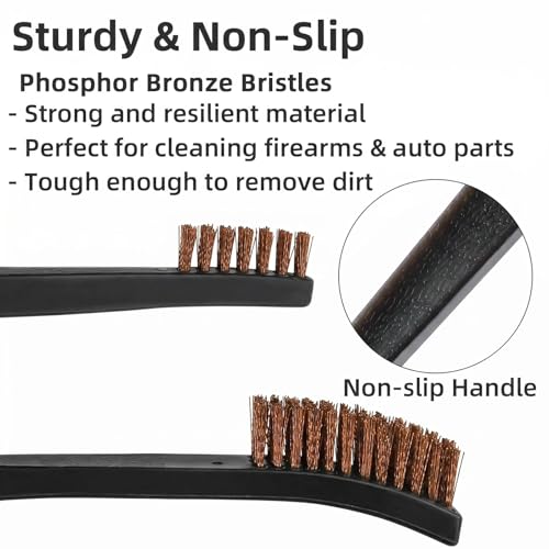 12 Pack Miaozhun Double-Ended Gun Cleaning Brush, 7 Inch Phosphor Bronze Bristle Brushes, Gun Cleaning Supplies Kit, All Purpose Crevice and Detail Cleaning Brushes - color: Phosphor Bronze Brush-12pack