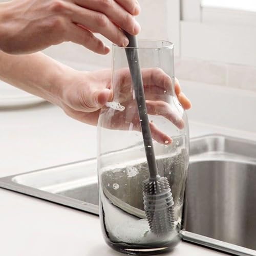2 Pack Long-Handled Silicone Cleaning Brush - Versatile Cup & Bottle Cleaner, Reusable Scrubber for Kitchen, Bathroom & Car, Long Handle for Easy Reach
