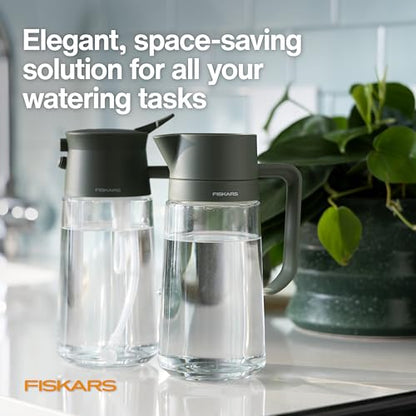 Fiskars 2-in-1 Mist & Pour Watering Can, Space Saving Glass Plant Mister with Thumb Pump Sprayer and Spout for Indoor Plants, Boost Humidity & Soak Roots of Houseplants, 17 oz, Modern Décor Style - size: Mist/Pour Combo